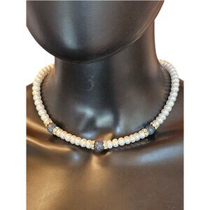 Freshwater Pearl/Stone Round Collar Necklace